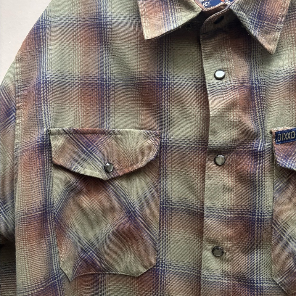 DIXXON Hunter Flannel Shirt with Blue and Brown Plaid - Picture 4 of 5